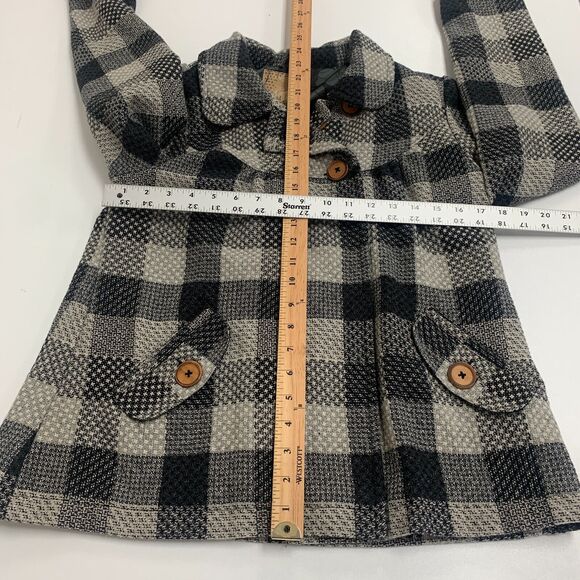 Billabong Pea Coat Blazer Womens M Medium Multi Checkered Wool Blend Button Up - Picture 10 of 12